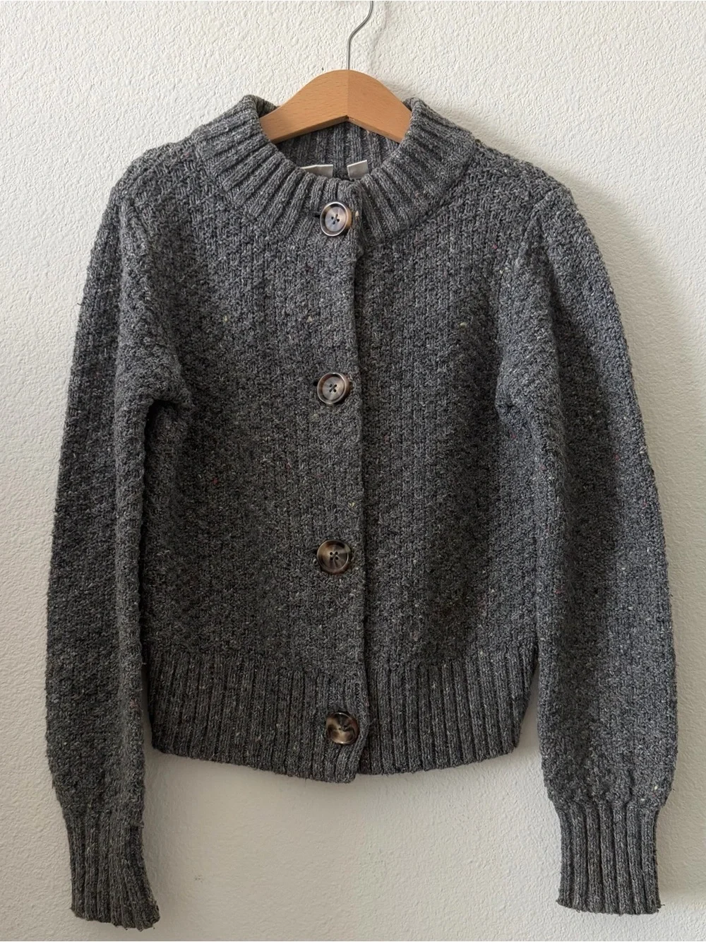 Gray Gap Girls Button-Front Knit Sweater Cardigan